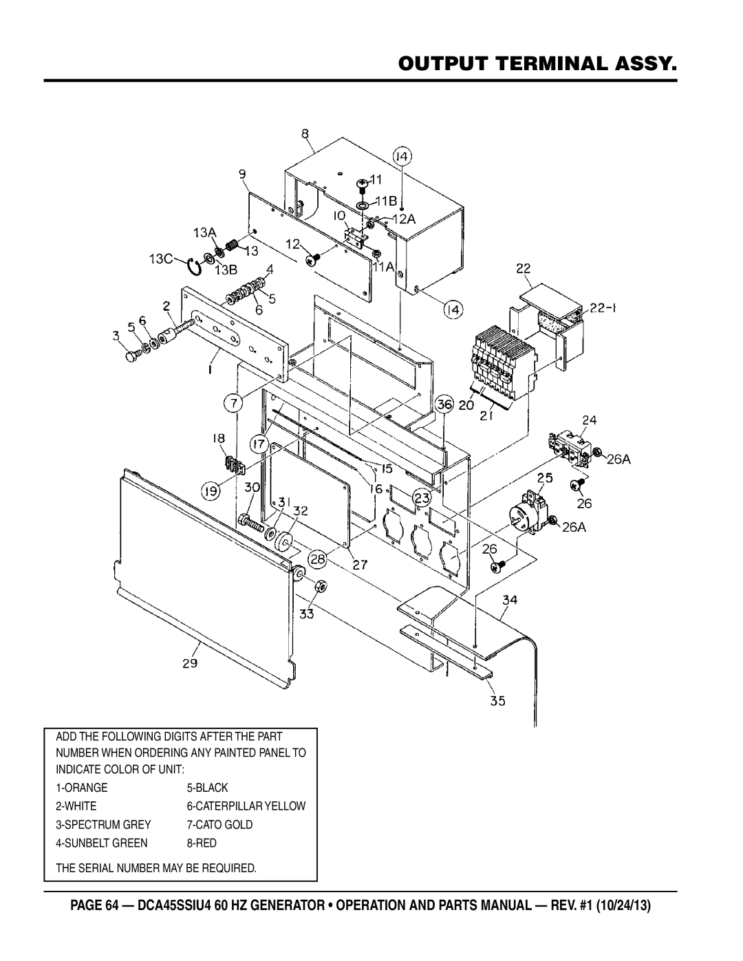 Multiquip dca45ssiu4 manual Output Terminal Assy 