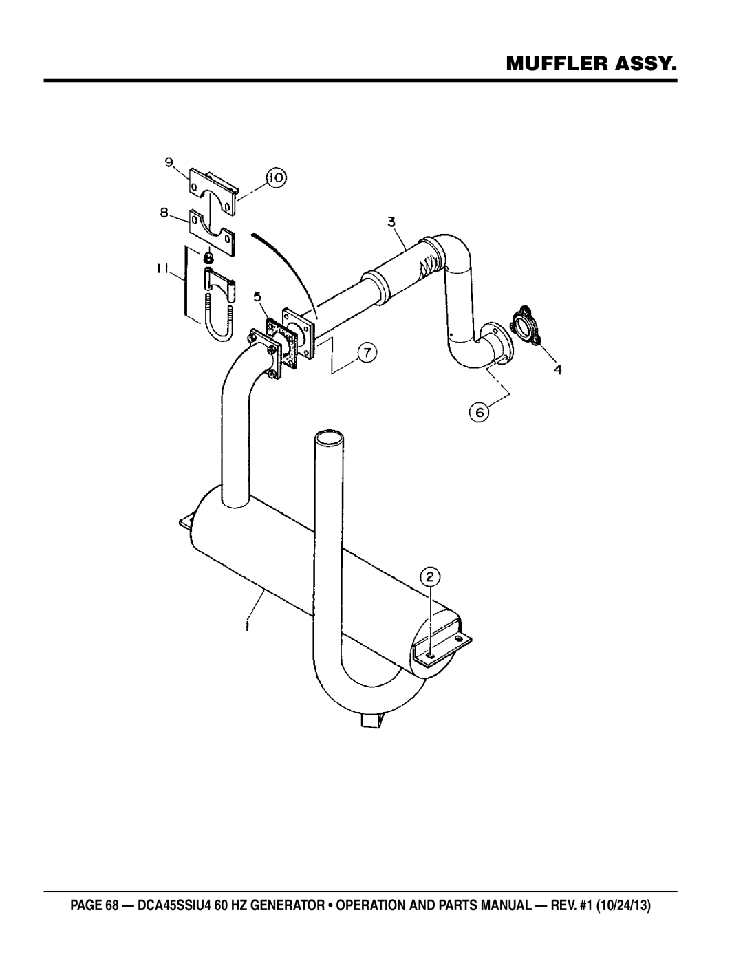 Multiquip dca45ssiu4 manual Muffler Assy 