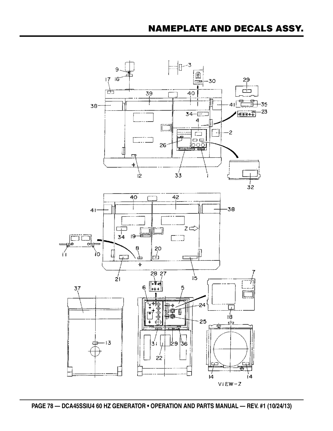 Multiquip dca45ssiu4 manual Nameplate and Decals Assy 