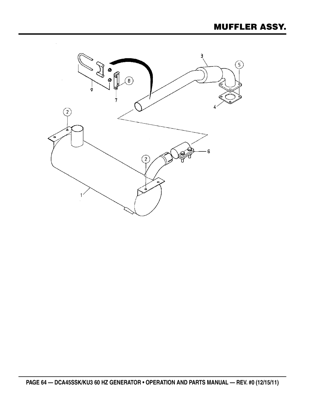 Multiquip DCA45SSKU3 manual Muffler Assy 