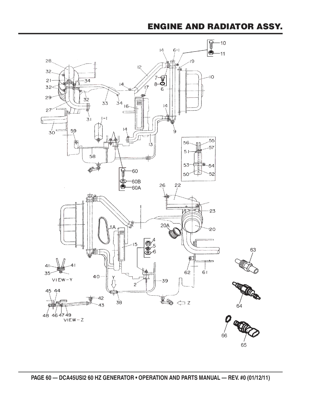 Multiquip DCA45USI2 manual Engine and Radiator Assy 