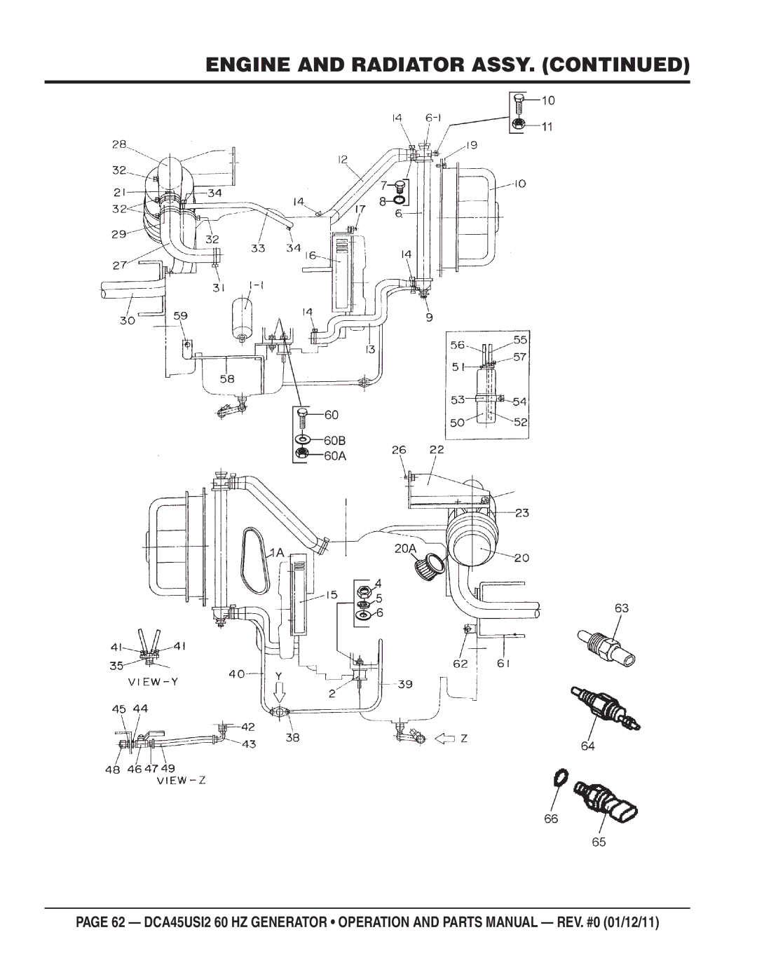 Multiquip DCA45USI2 manual Engine and Radiator Assy 