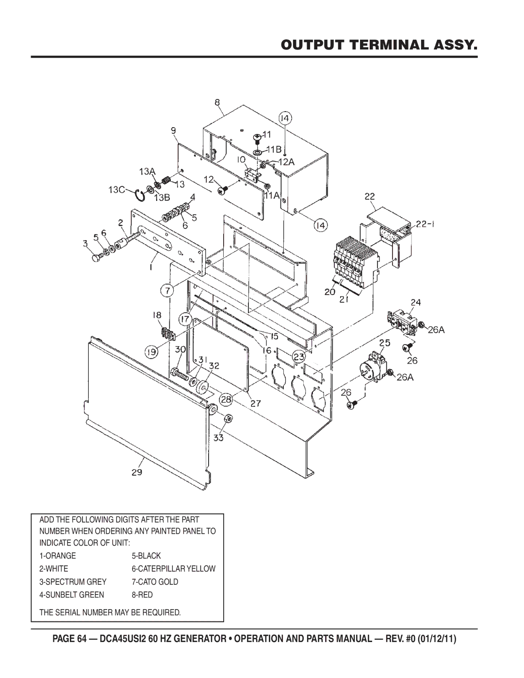 Multiquip DCA45USI2 manual Output Terminal Assy 