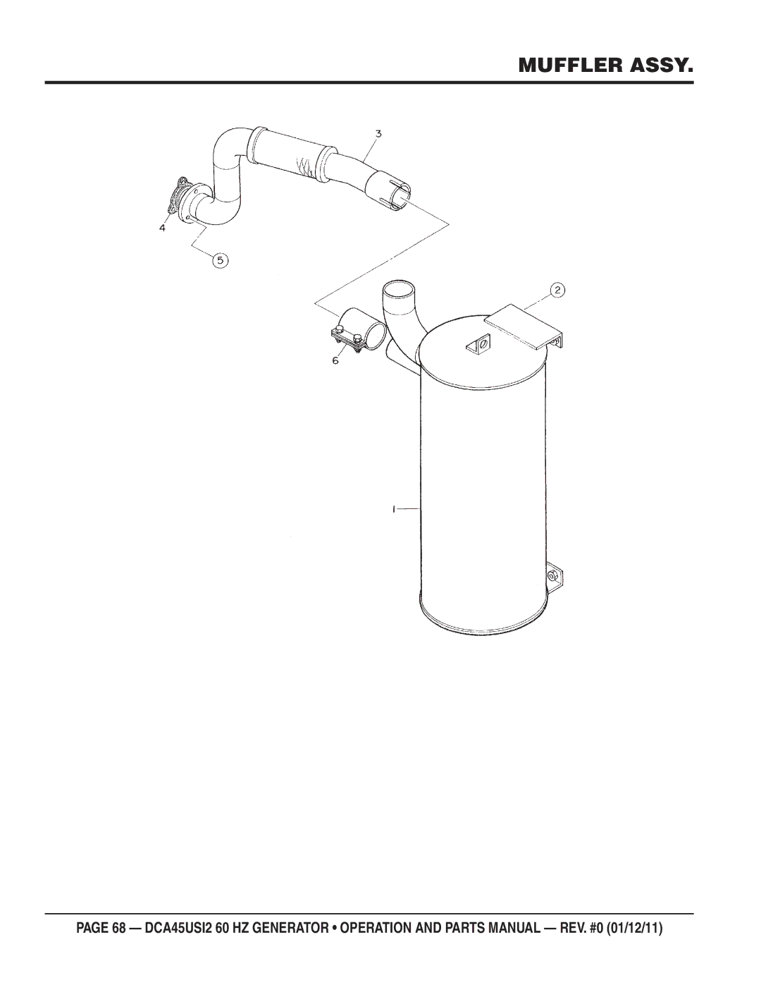 Multiquip DCA45USI2 manual Muffler Assy 