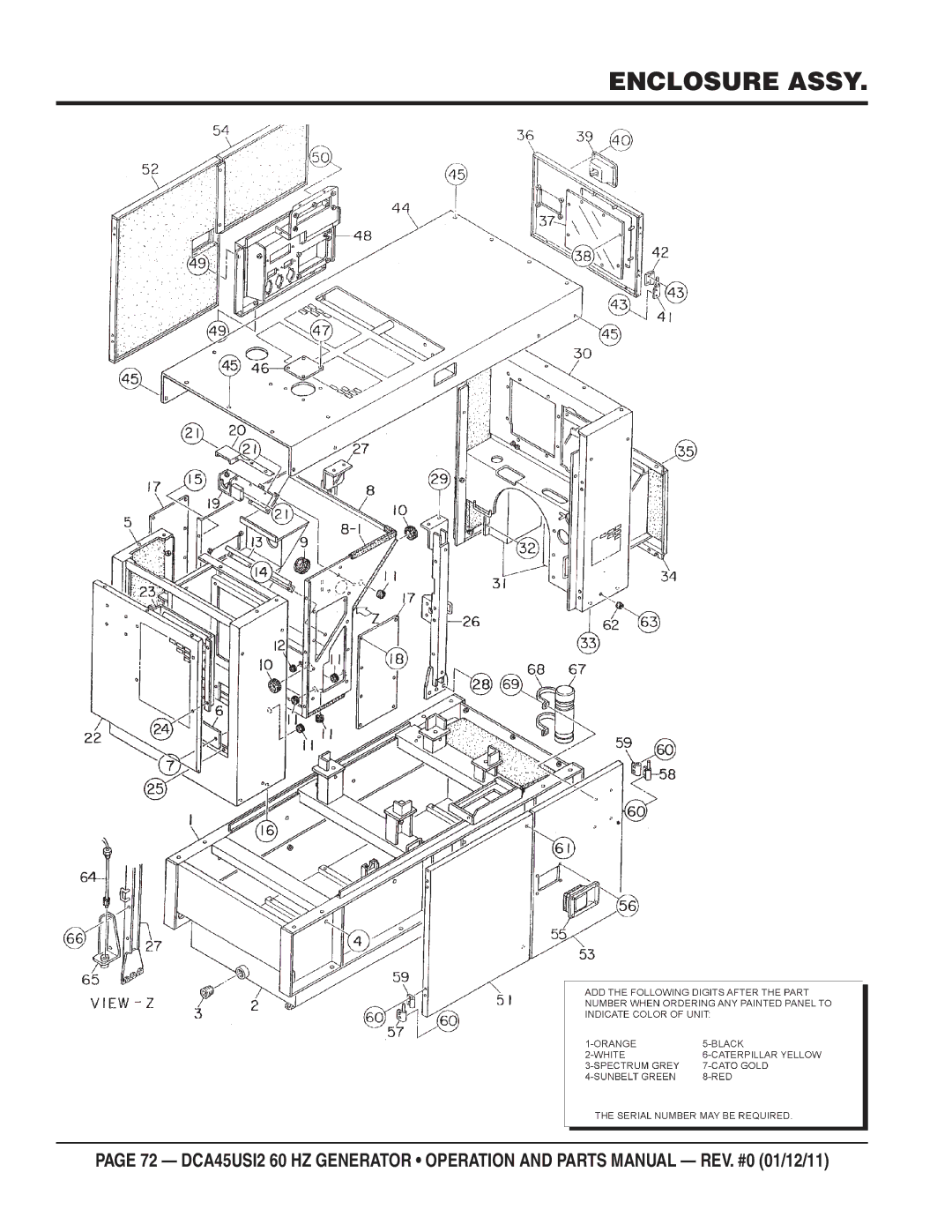 Multiquip DCA45USI2 manual Enclosure Assy 