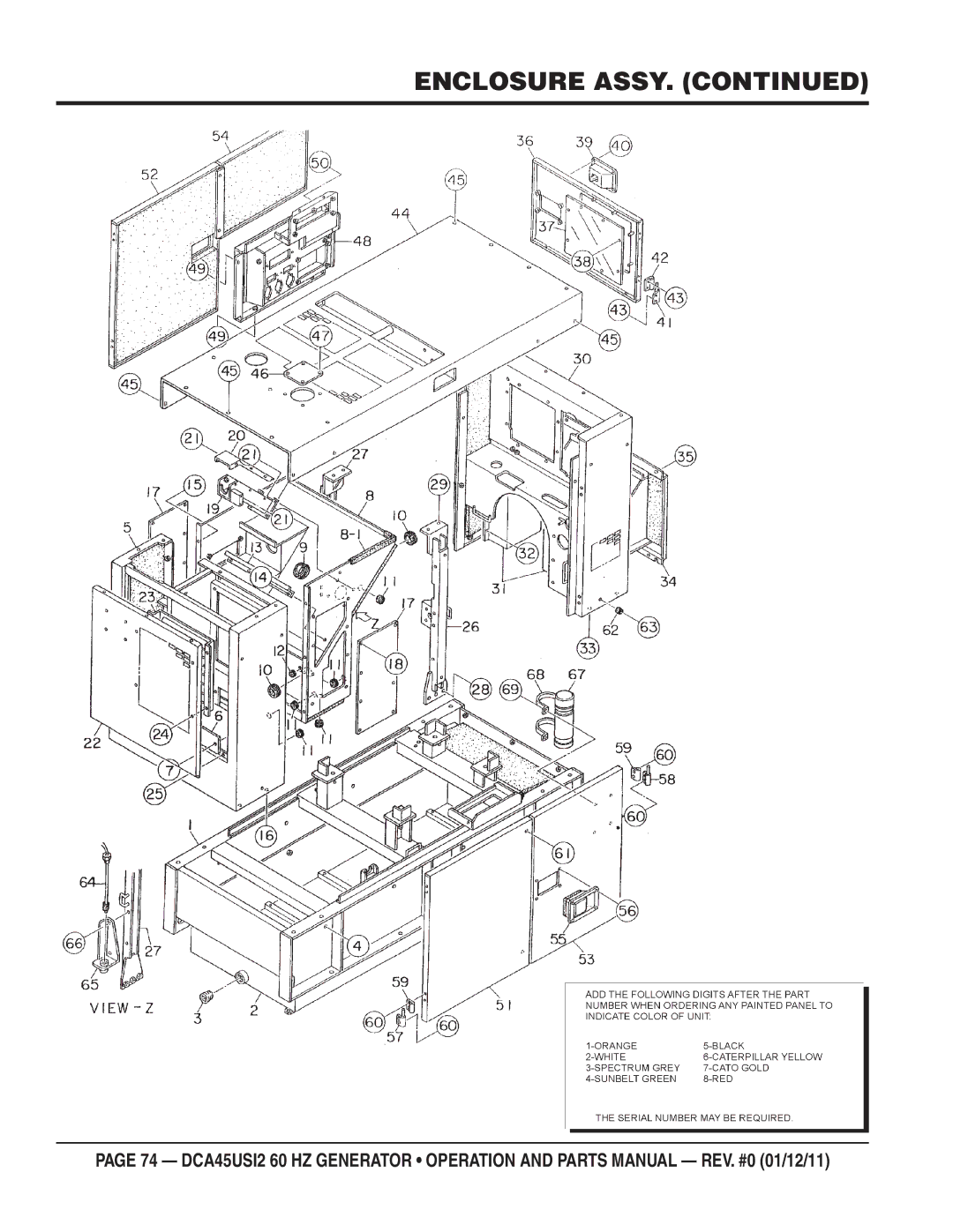 Multiquip DCA45USI2 manual Enclosure Assy 