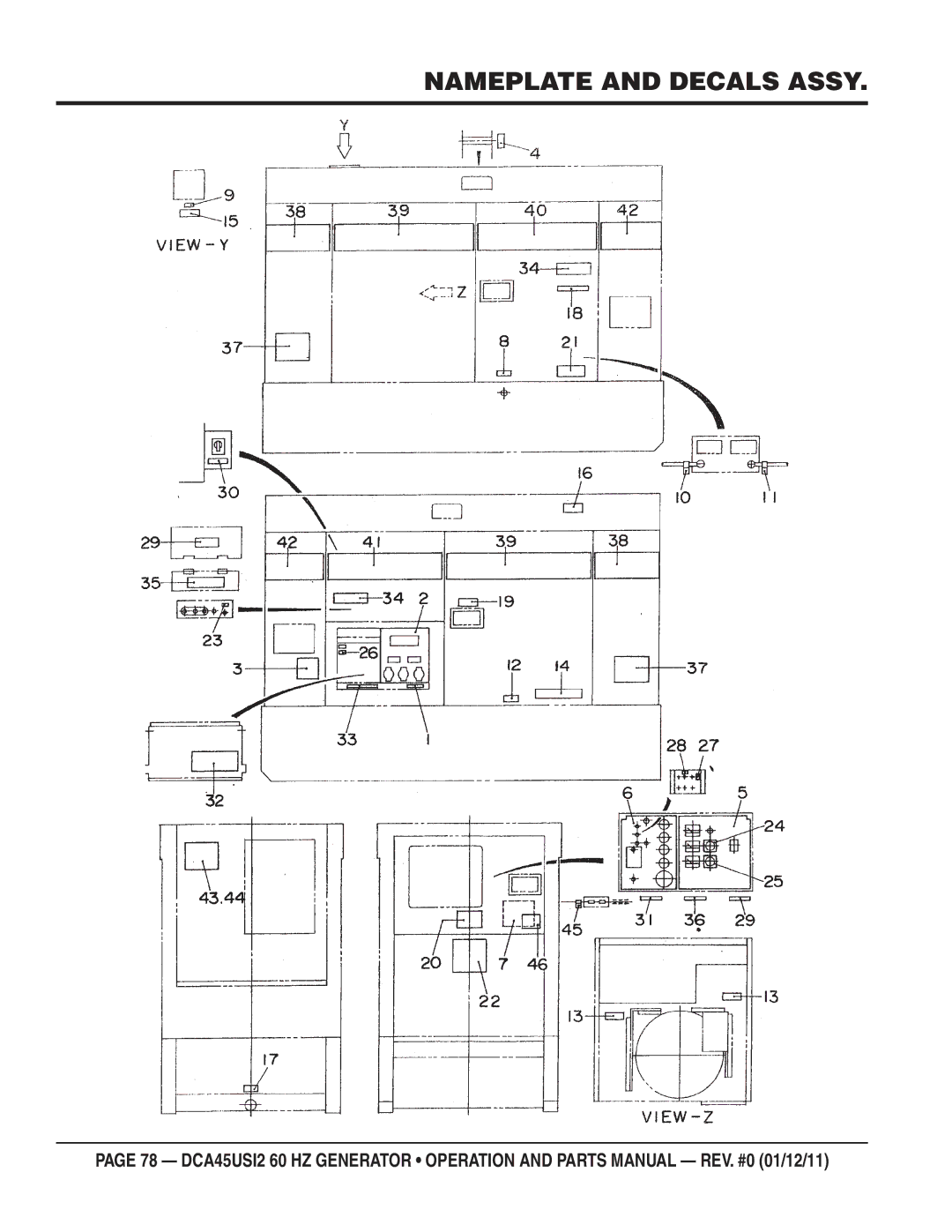 Multiquip DCA45USI2 manual Nameplate and Decals Assy 