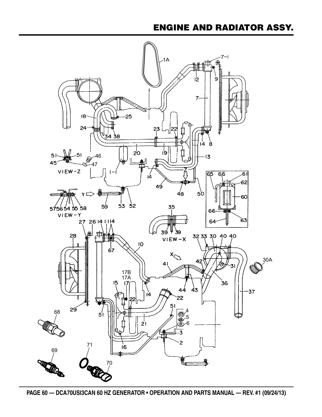 Multiquip DCA70US13CAN manual Engine and Radiator Assy 