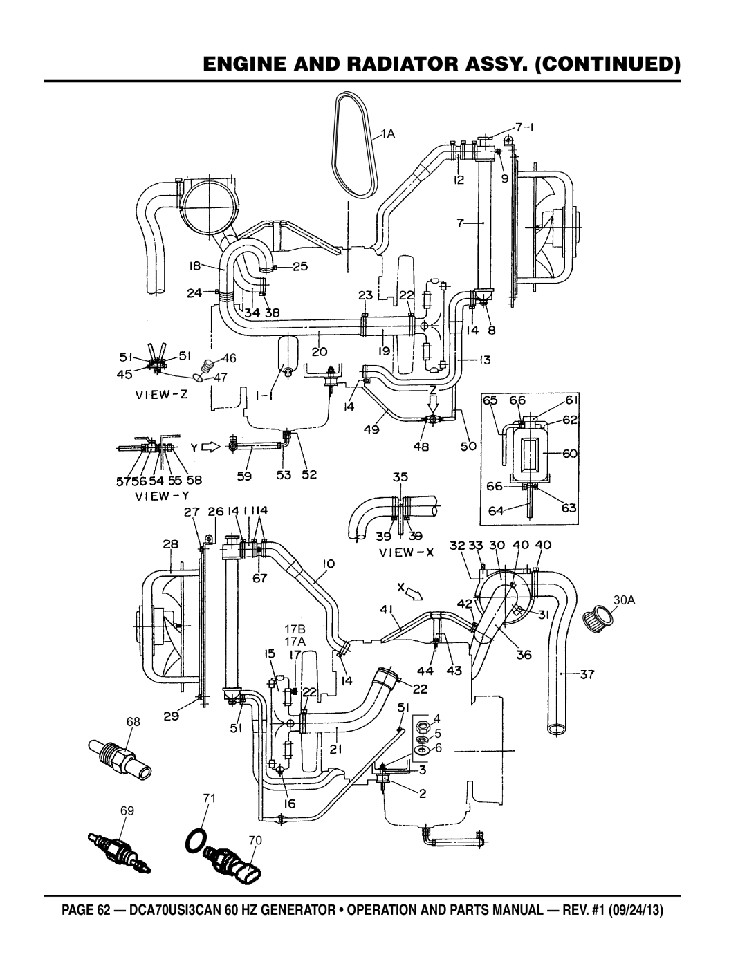 Multiquip DCA70US13CAN manual Engine and Radiator Assy 