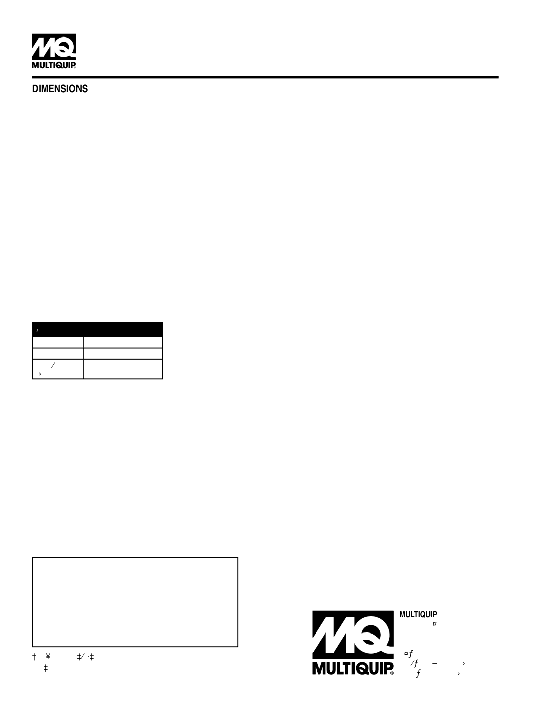 Multiquip manual Dimensions, Dry Weight, Lbs ,710 kg, Copyright 2012 Multiquip INC. DCA70USI2 Rev. #8 04/17/12 