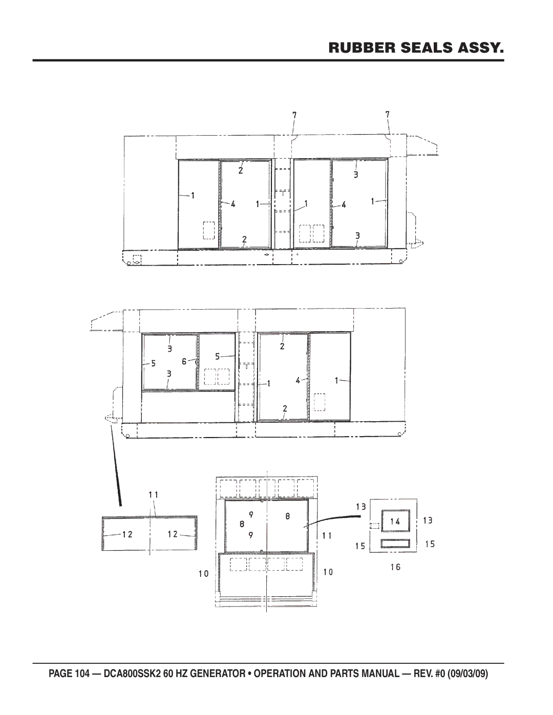 Multiquip DCA800SSK2 manual Rubber Seals Assy 