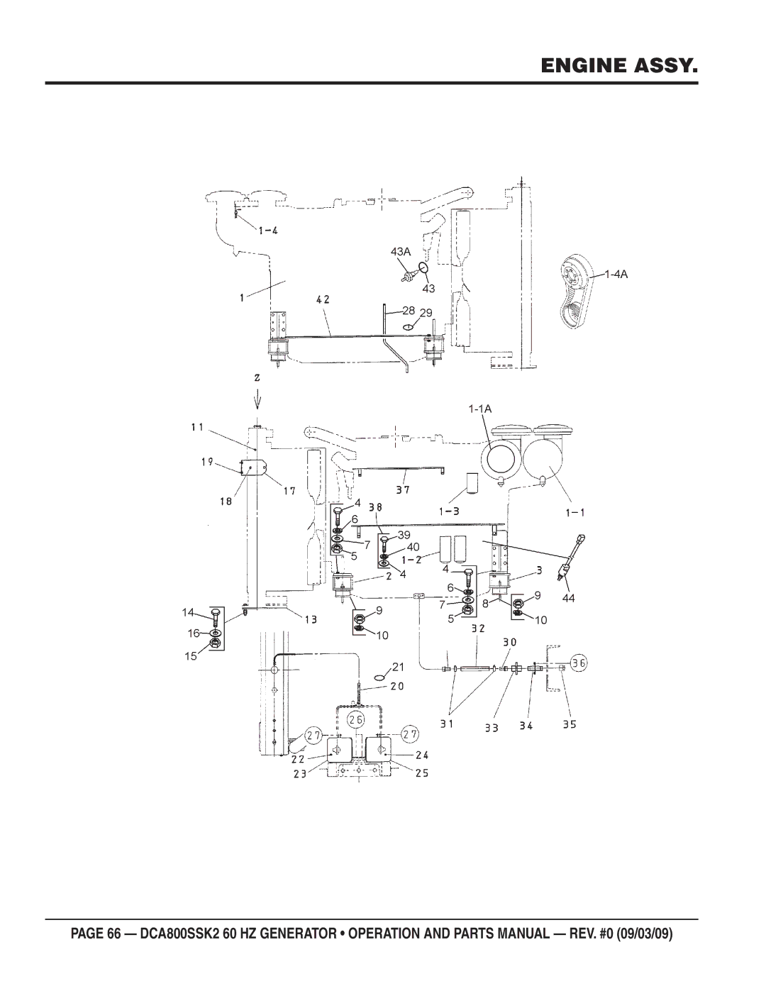 Multiquip DCA800SSK2 manual Engine Assy 