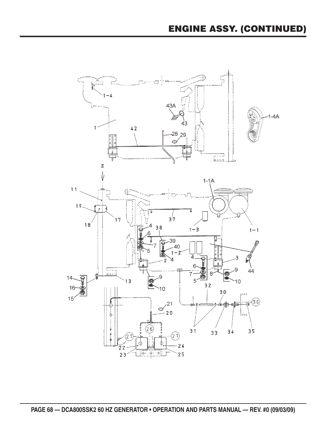 Multiquip DCA800SSK2 manual Engine Assy 