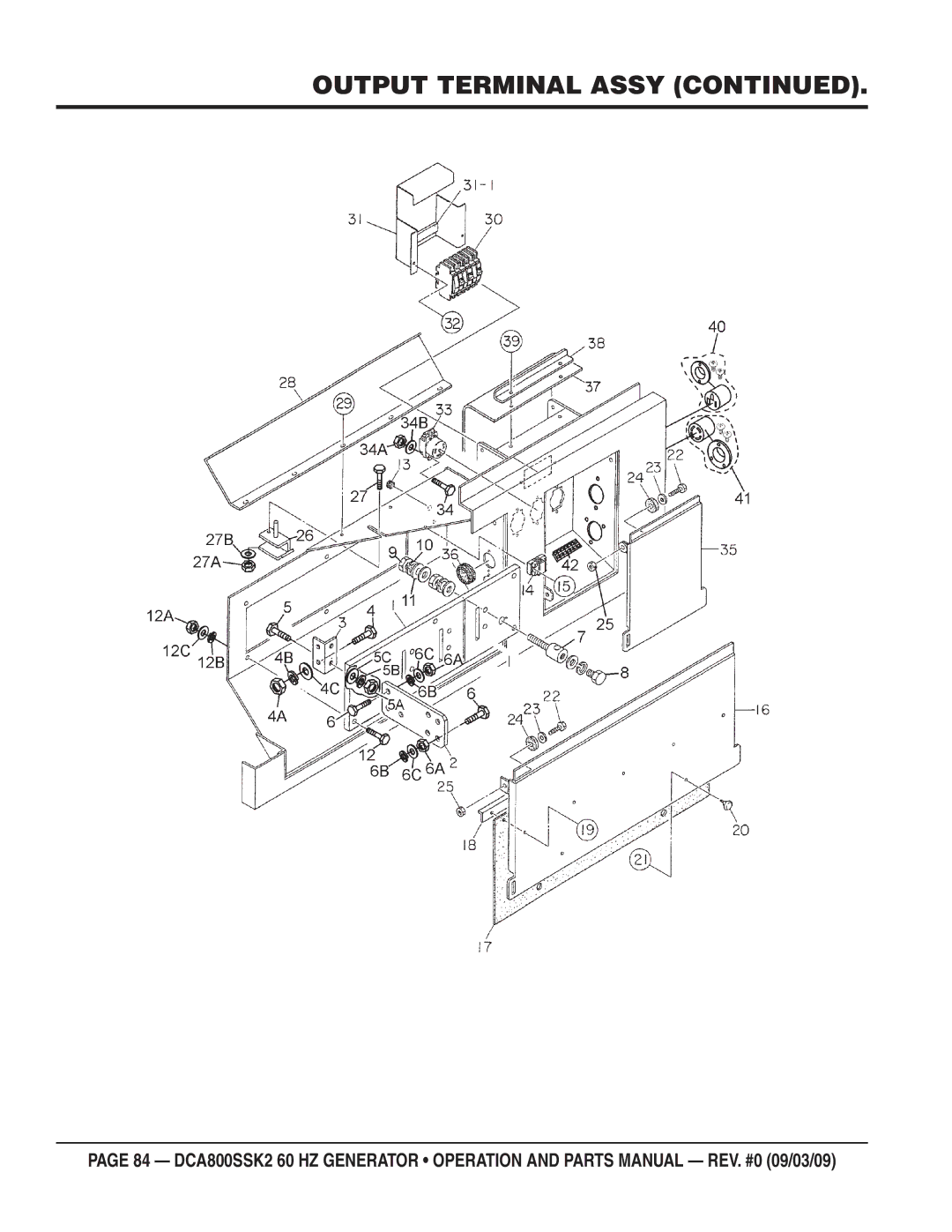 Multiquip DCA800SSK2 manual Output Terminal Assy 