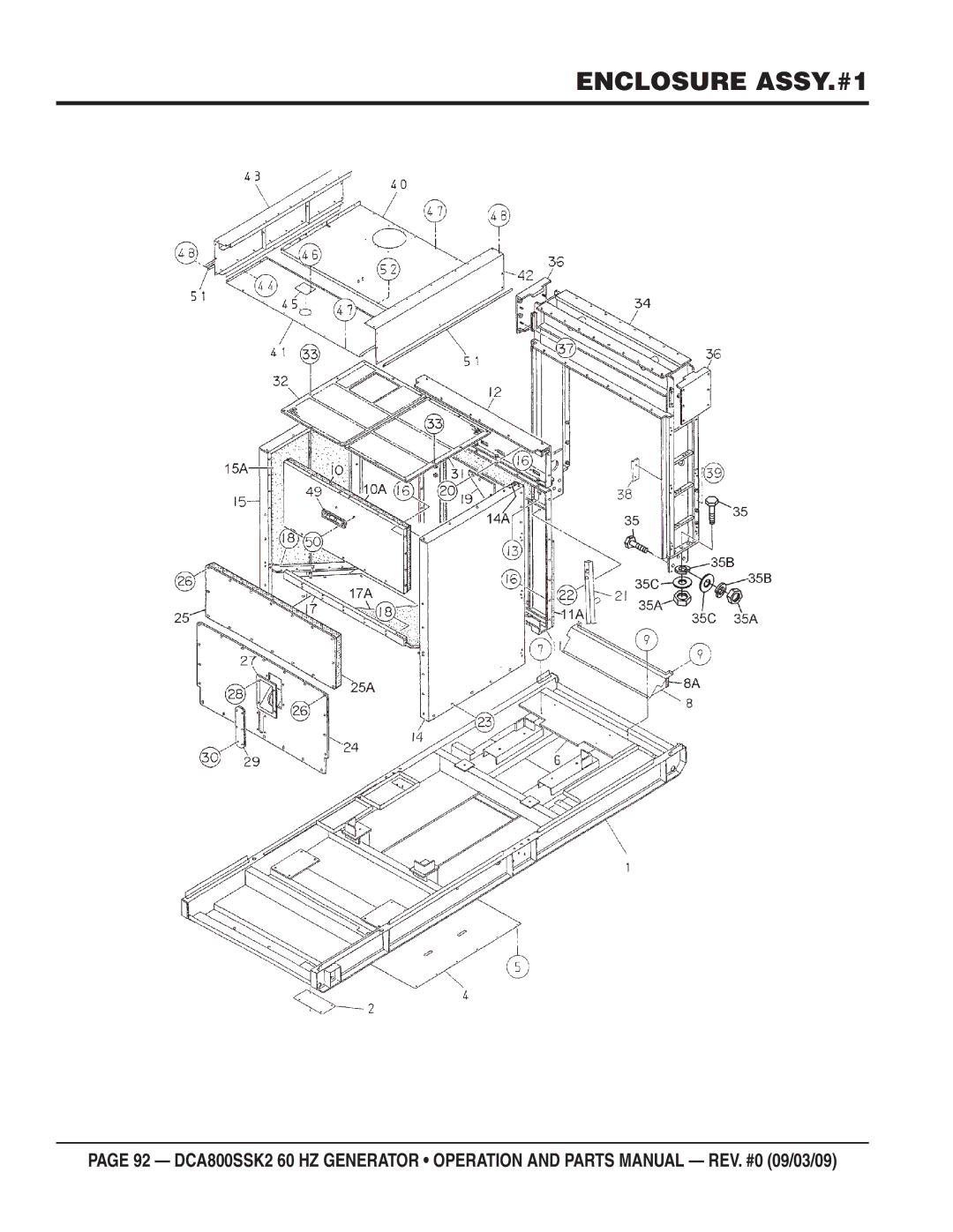 Multiquip DCA800SSK2 manual Enclosure ASSY.#1 