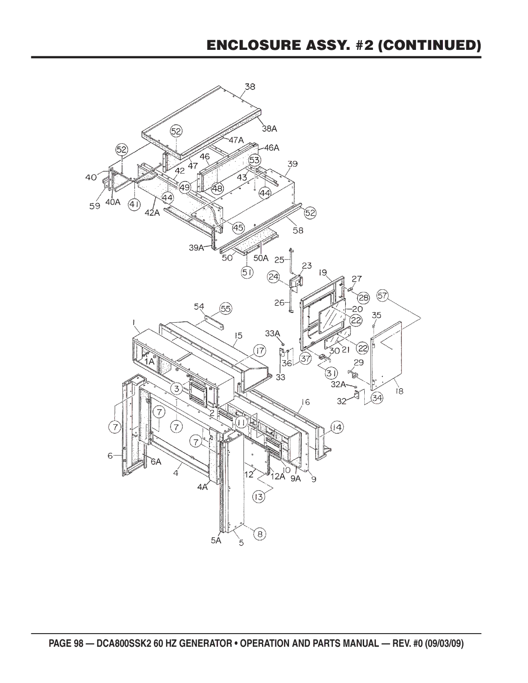 Multiquip DCA800SSK2 manual Enclosure ASSY. #2 