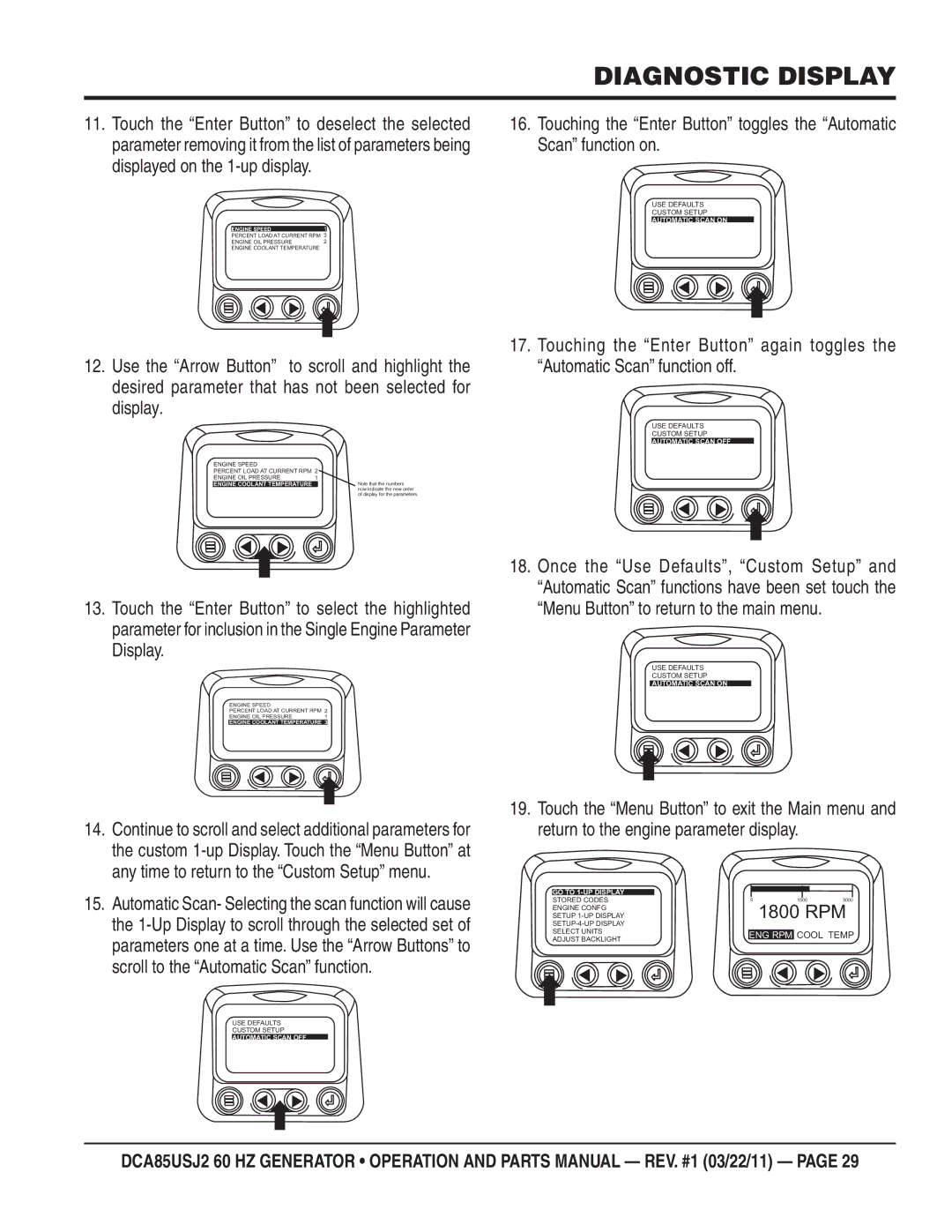 Multiquip DCA85usJ2 manual Automatic Scan on 