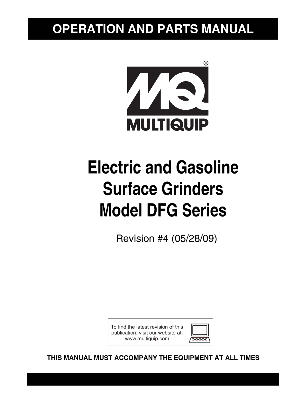 Multiquip DFG Series manual Electric Gasoline 