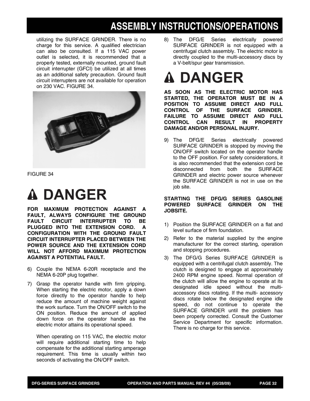 Multiquip DFG Series manual Assembly INSTRUCTIONS/OPERATIONS 