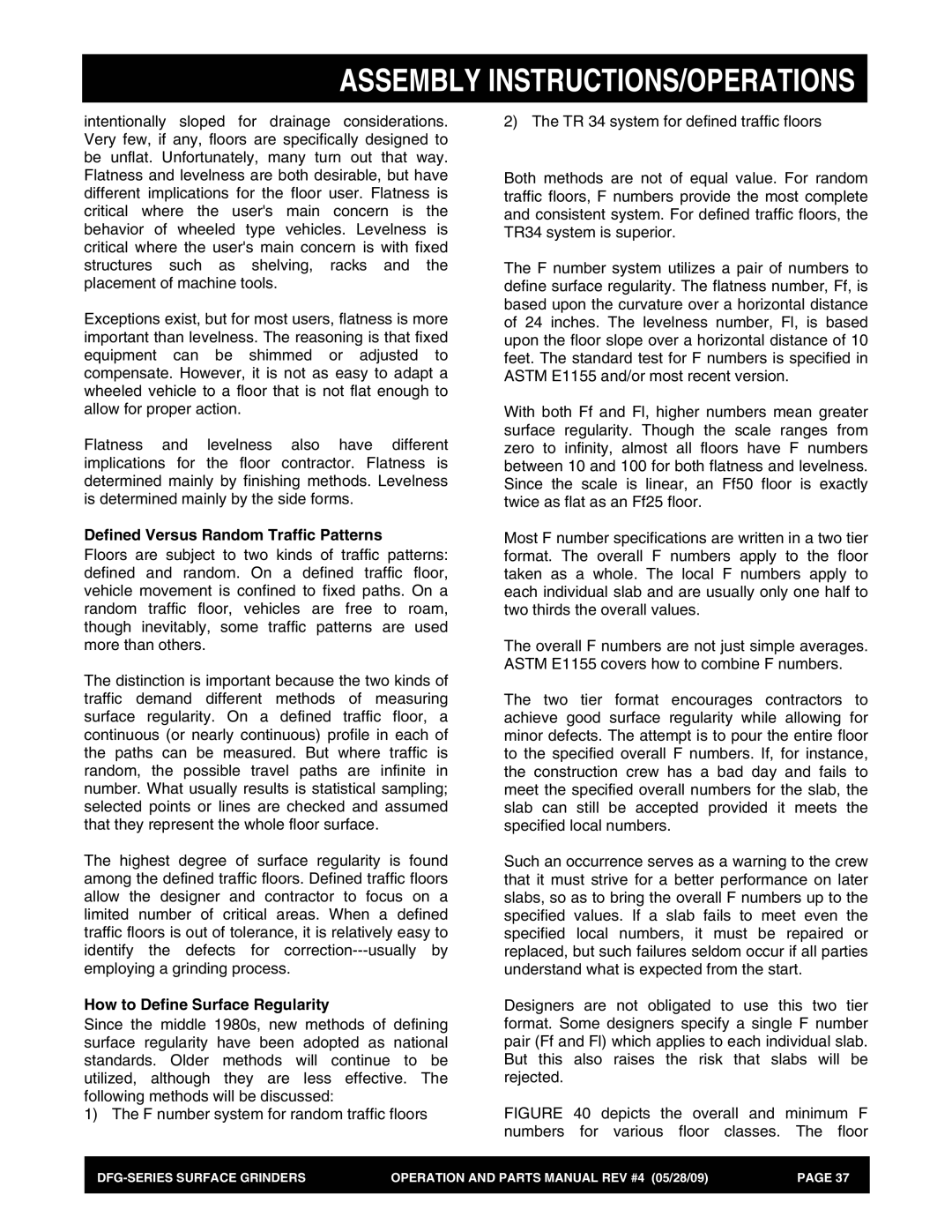 Multiquip DFG Series manual Defined Versus Random Traffic Patterns, How to Define Surface Regularity 