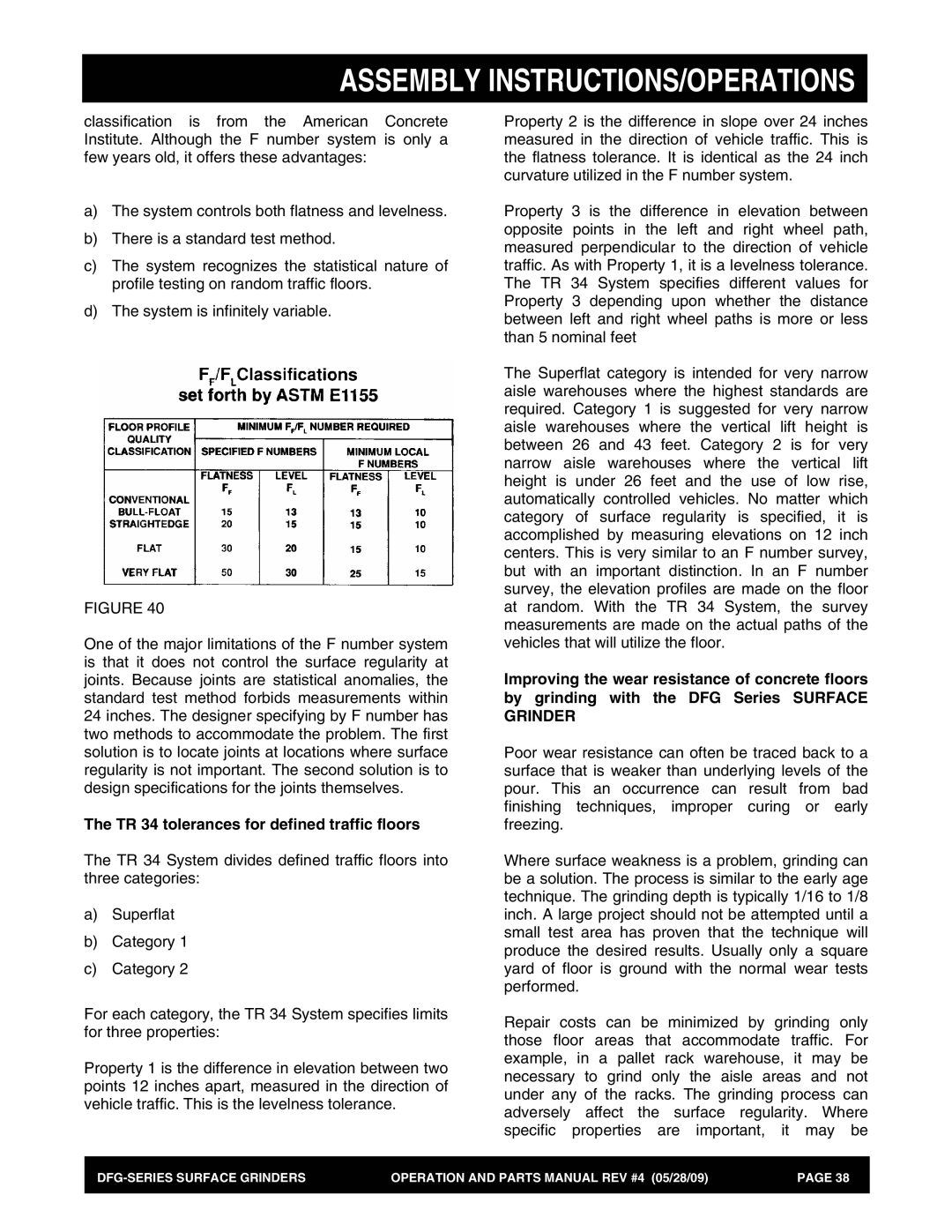 Multiquip DFG Series manual TR 34 tolerances for defined traffic floors 