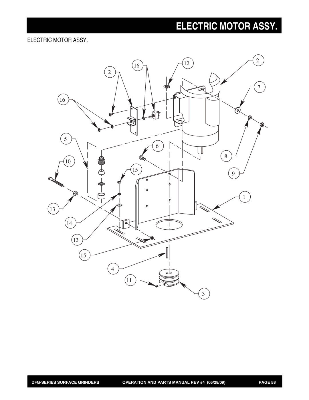 Multiquip DFG Series manual Electric Motor Assy 