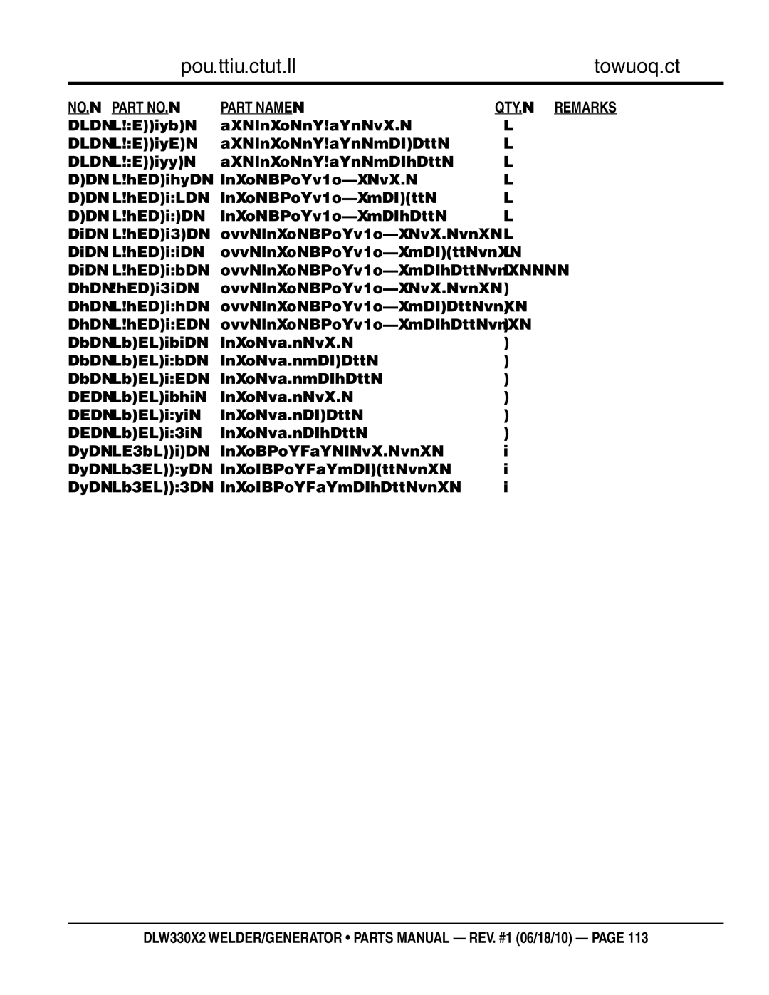 Multiquip DlW330X2 manual Metal,Crankpin M, Std Set 