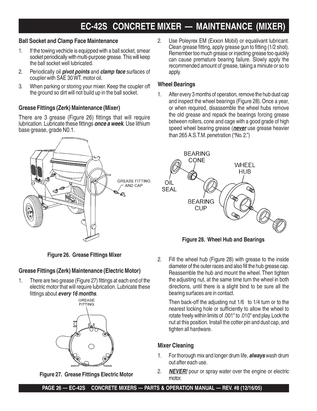 Multiquip manual EC-42S Concrete Mixer Maintenance Mixer 