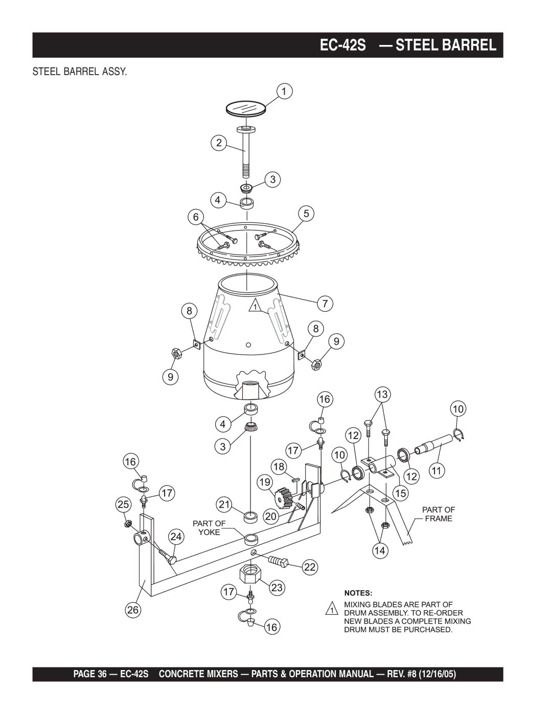 Multiquip EC-42S manual Steel Barrel Assy 