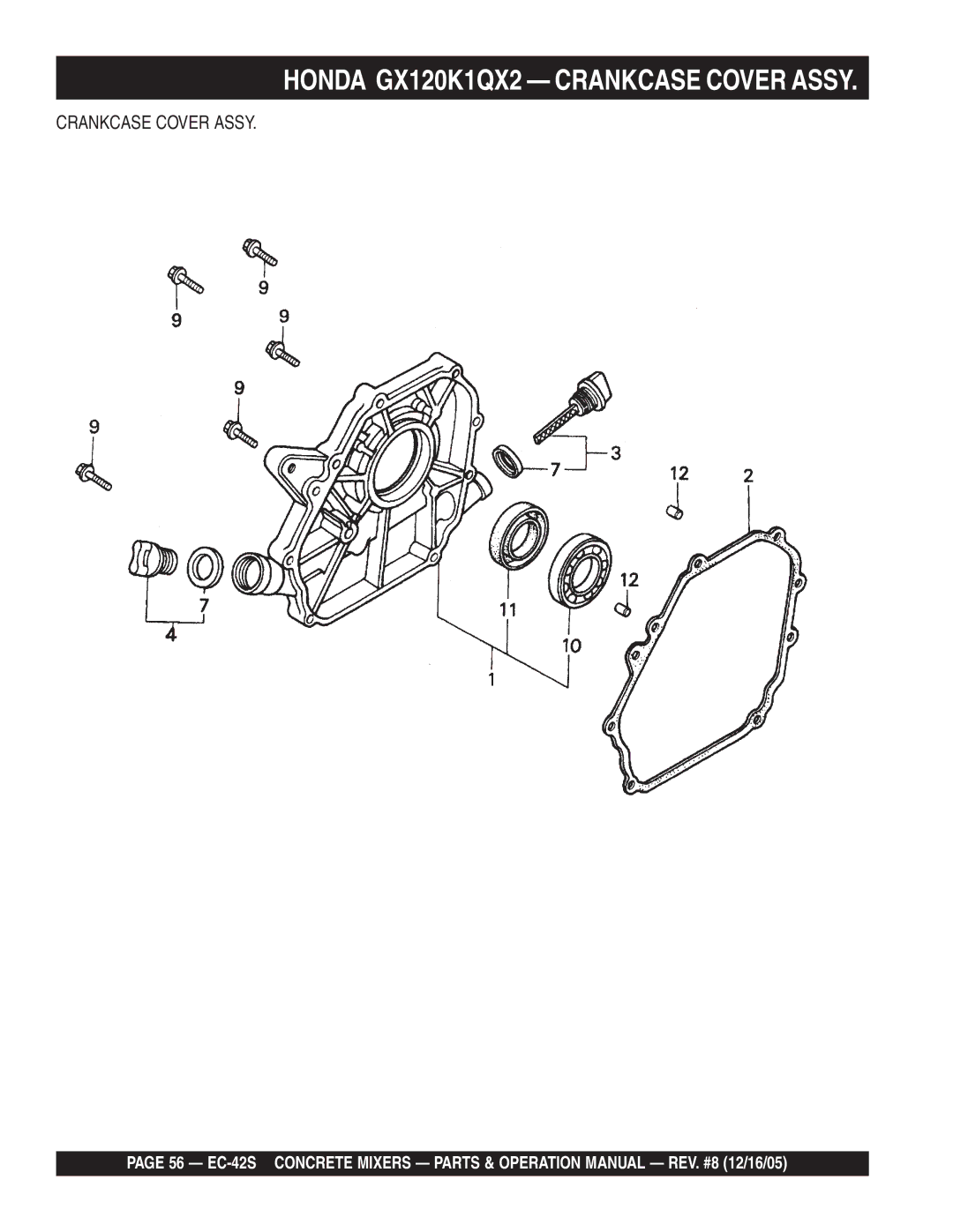 Multiquip EC-42S manual Crankcase Cover Assy 