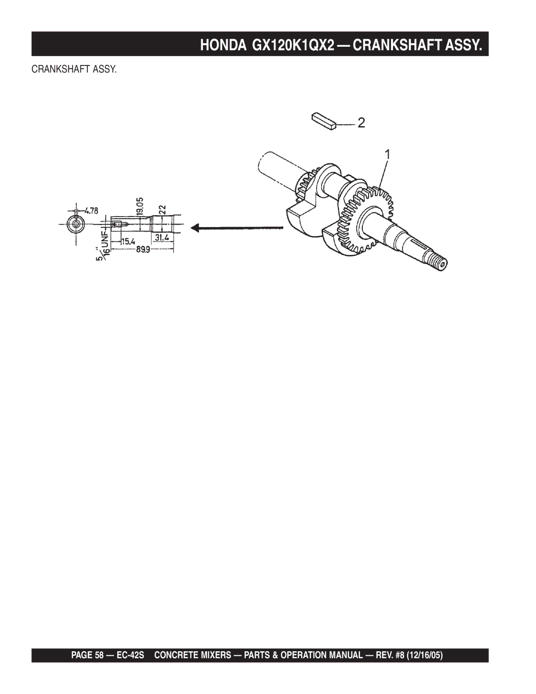 Multiquip EC-42S manual Crankshaft Assy 