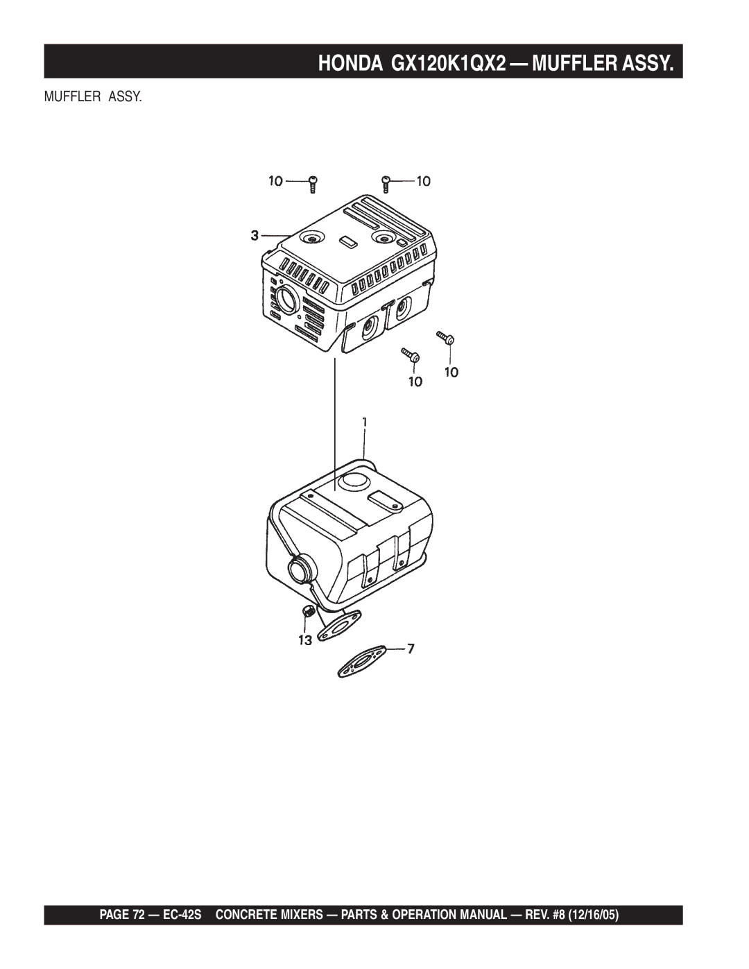 Multiquip EC-42S manual Muffler Assy 