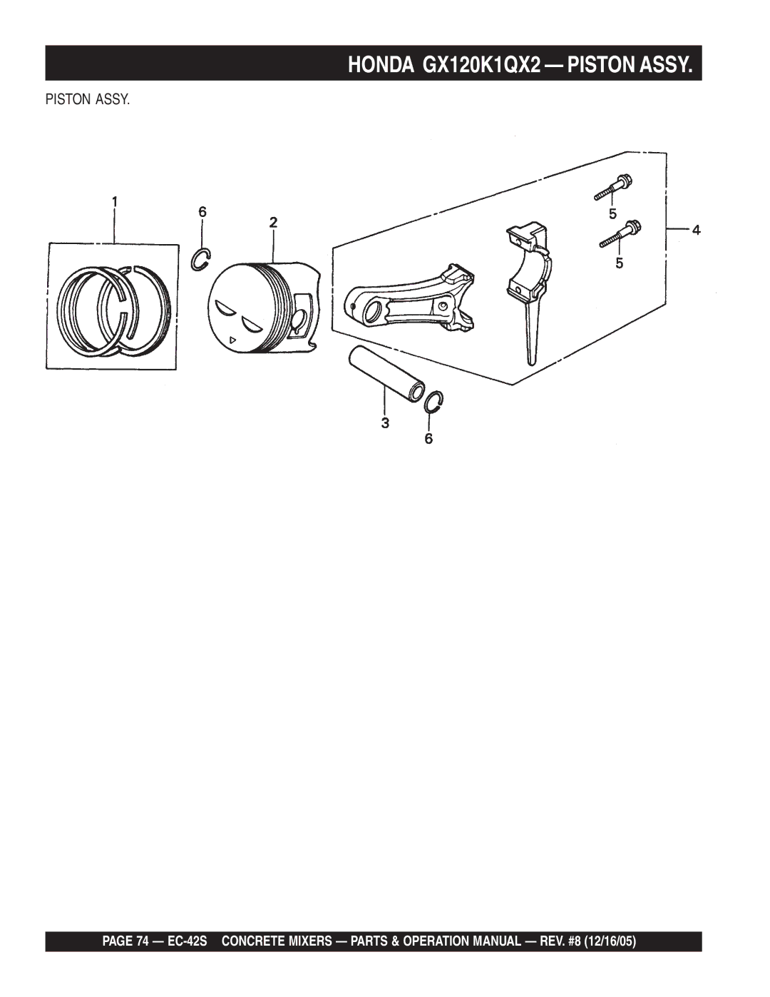 Multiquip EC-42S manual Piston Assy 