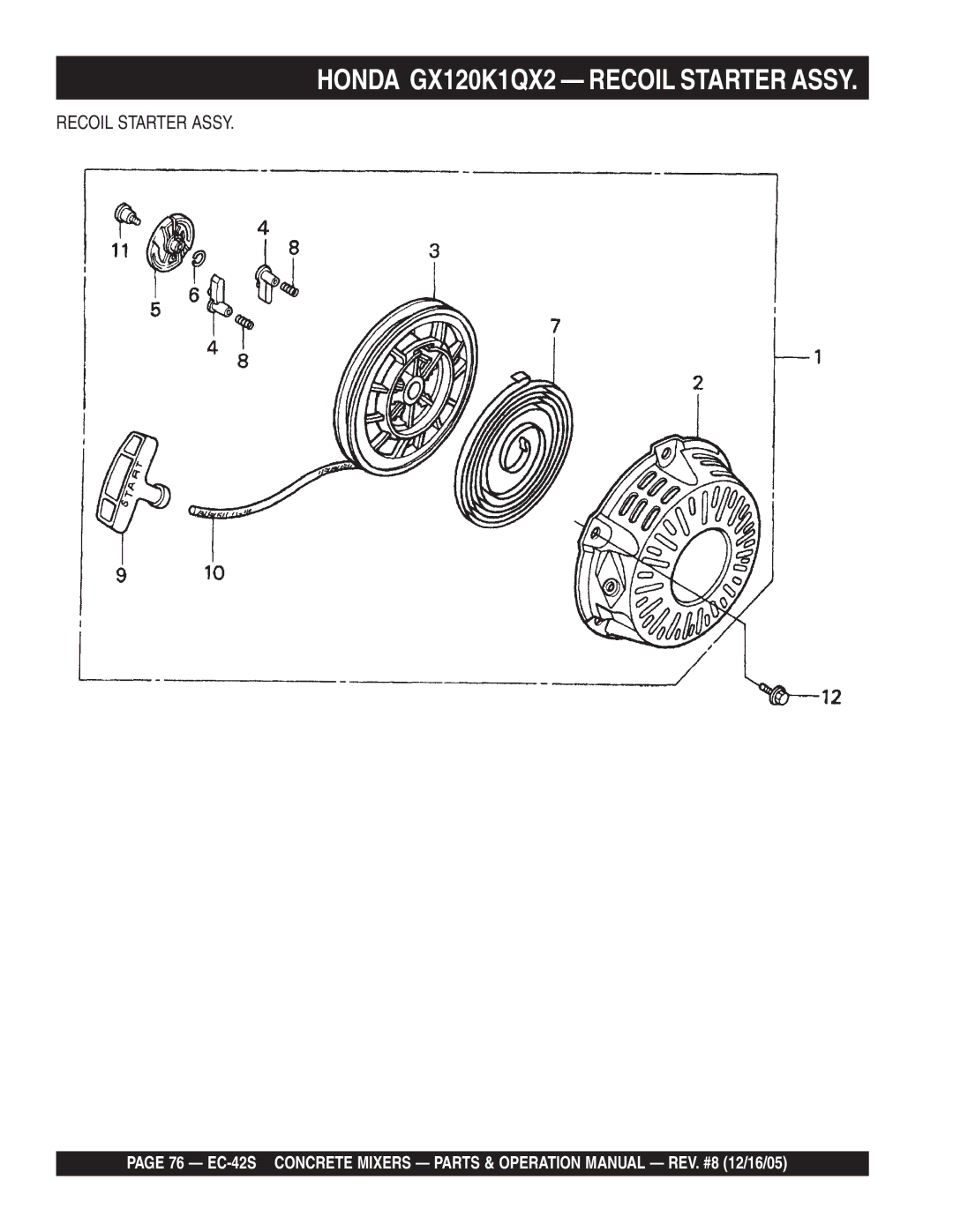 Multiquip EC-42S manual Recoil Starter Assy 