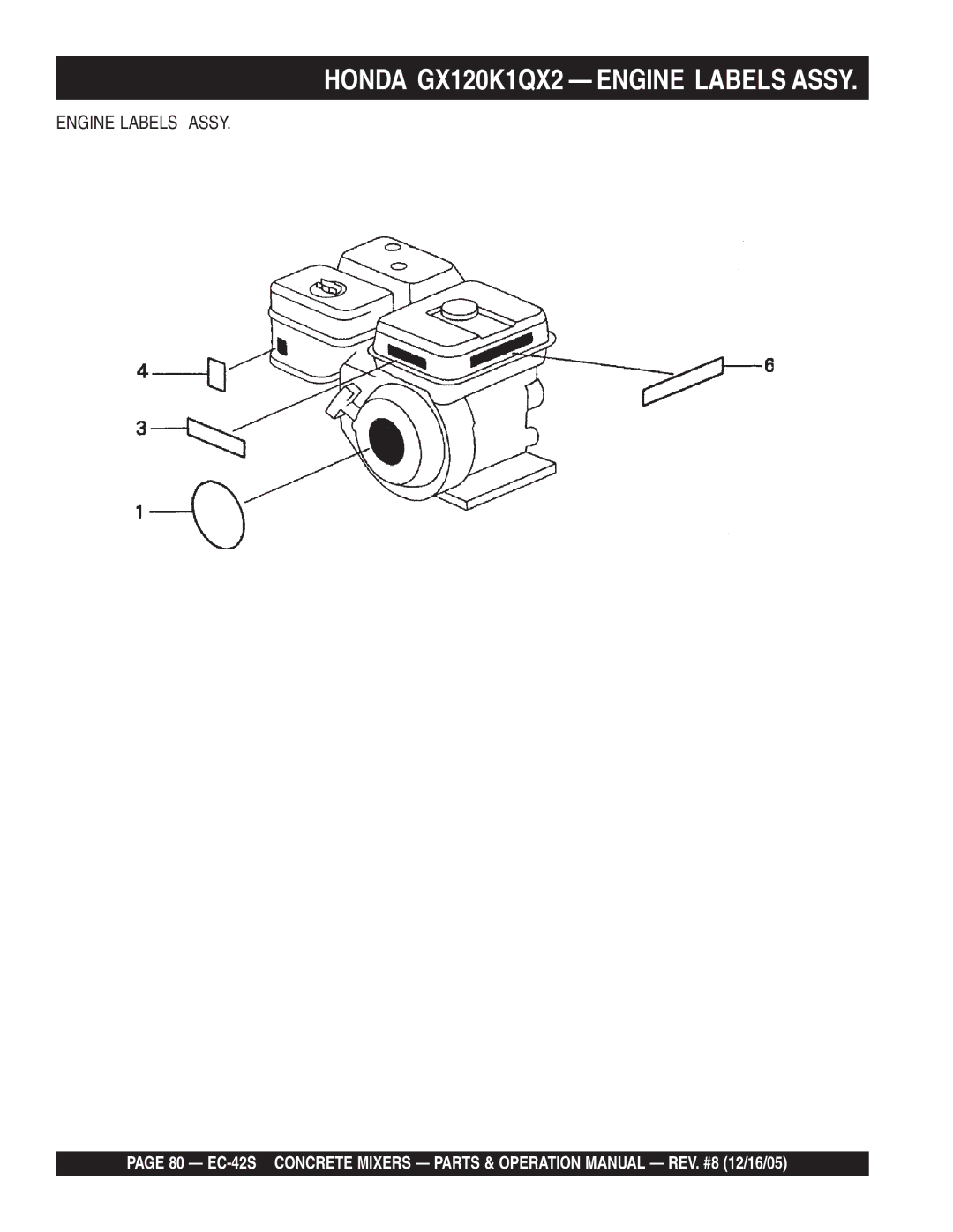 Multiquip EC-42S manual Engine Labels Assy 