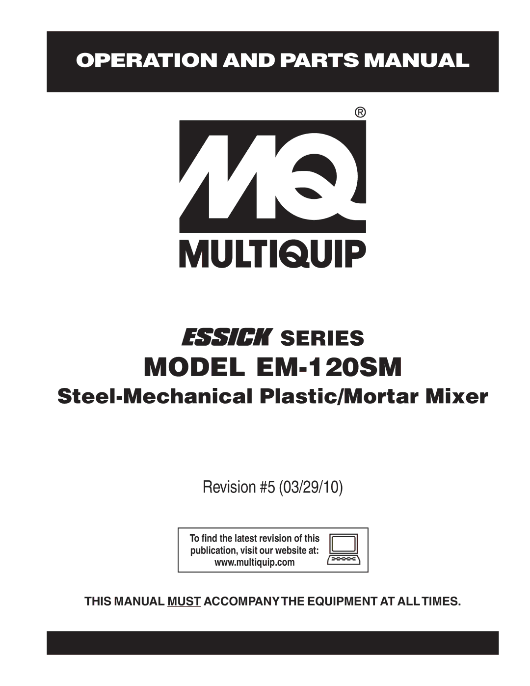 Multiquip manual Model EM-120SM 