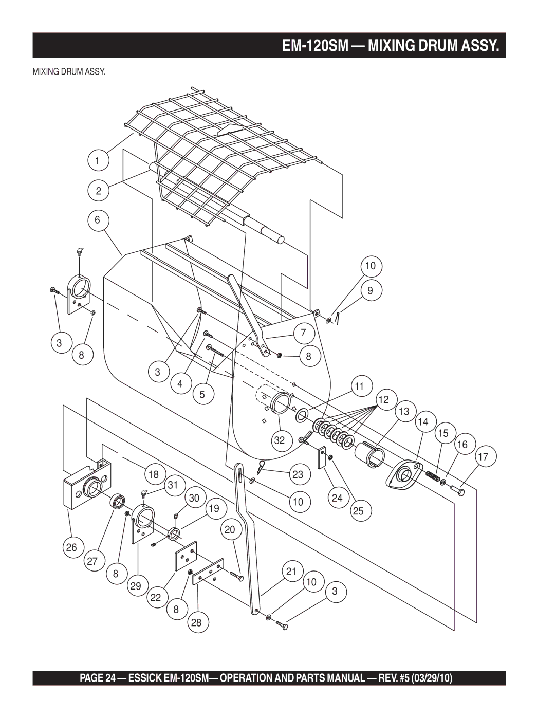 Multiquip manual EM-120SM Mixing Drum Assy 