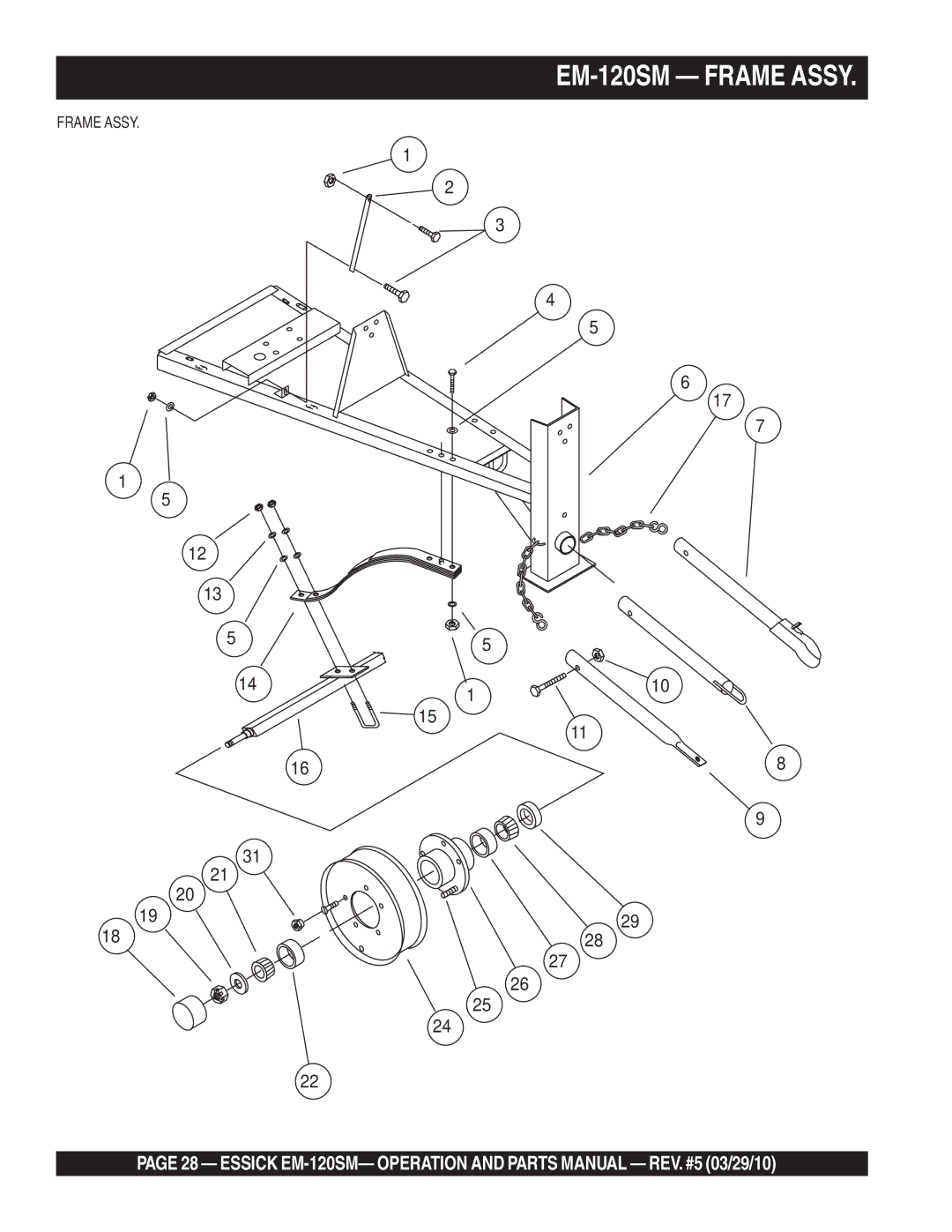 Multiquip manual EM-120SM Frame Assy 