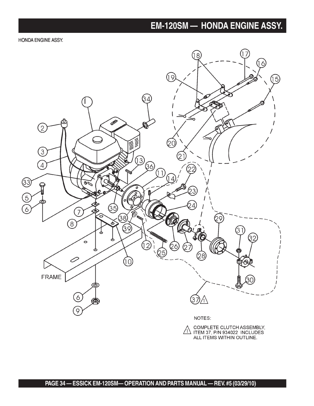 Multiquip manual EM-120SM- HONDA ENGINE ASSY, Honda Engine Assy 