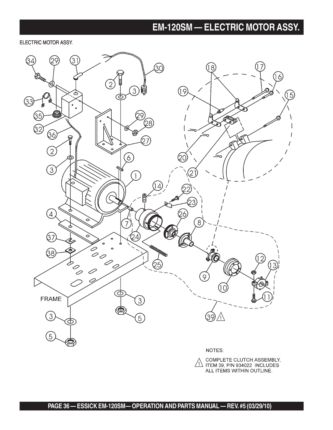Multiquip manual EM-120SM- ELECTRIC MOTOR ASSY, Electric Motor Assy 