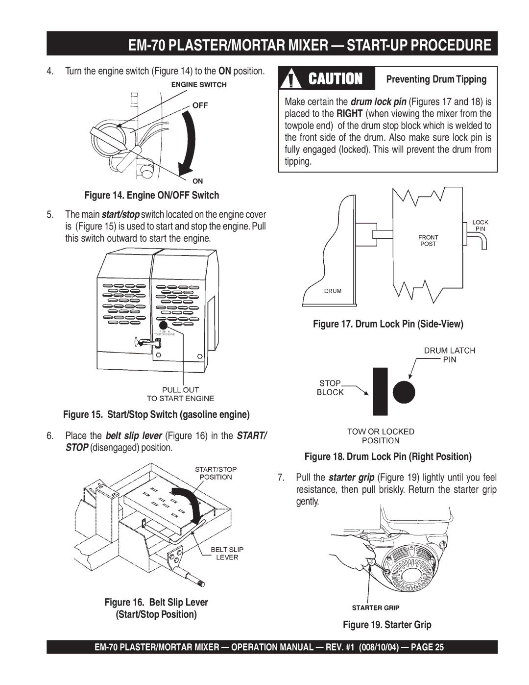 Multiquip EM-70S, EM-70P manual Engine ON/OFF Switch 