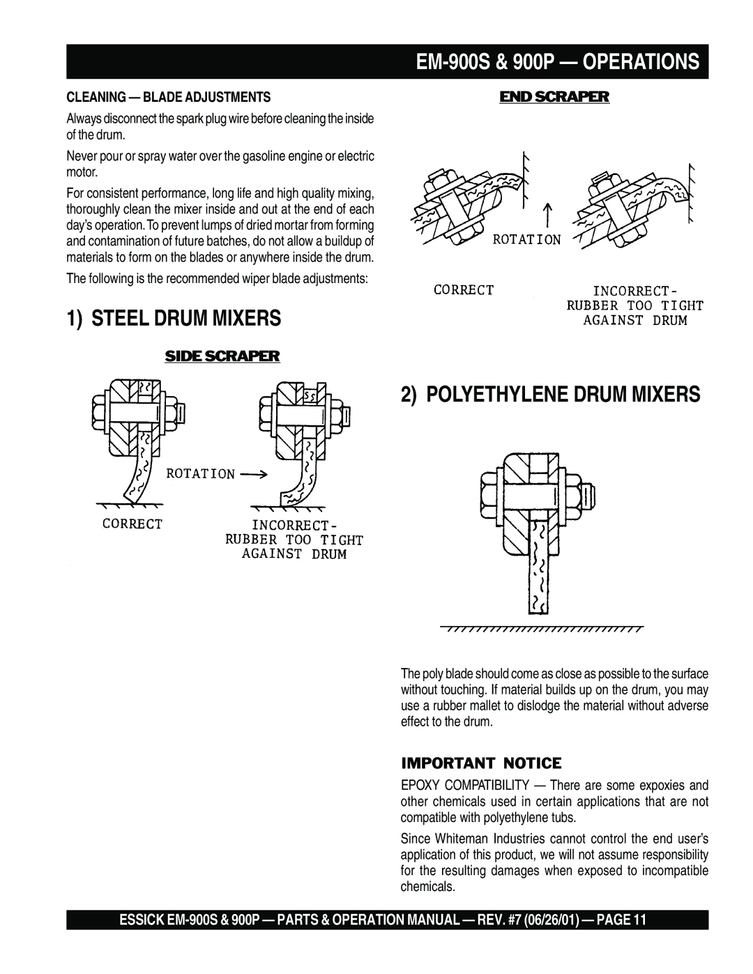 Multiquip EM-900S operation manual Polyethylene Drum Mixers 