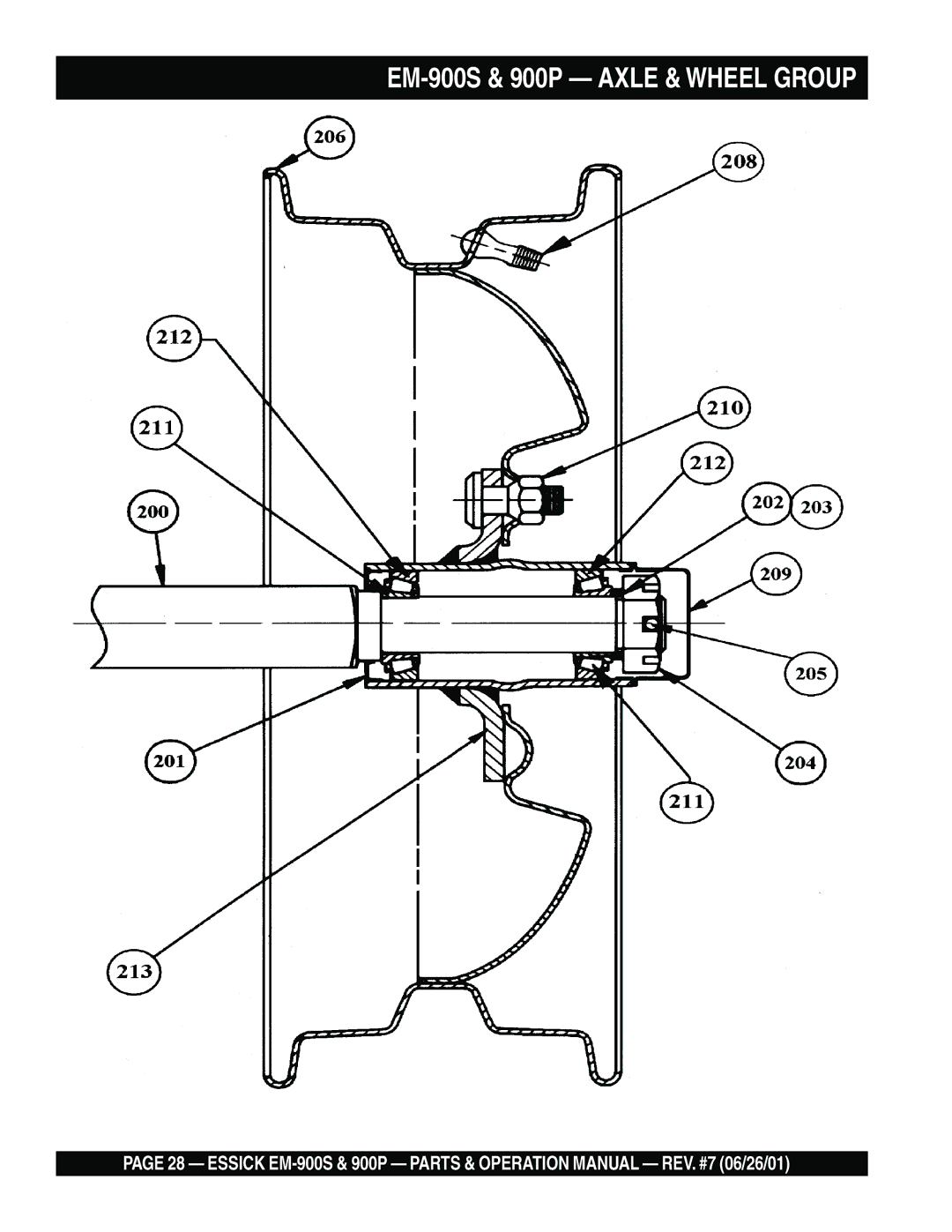 Multiquip operation manual EM-900S & 900P Axle & Wheel Group 