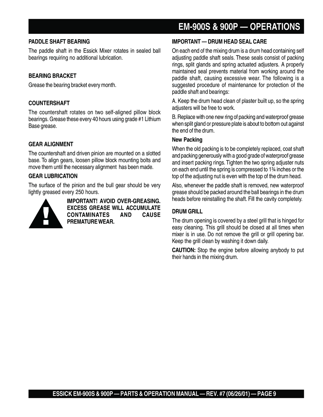 Multiquip operation manual EM-900S & 900P Operations 