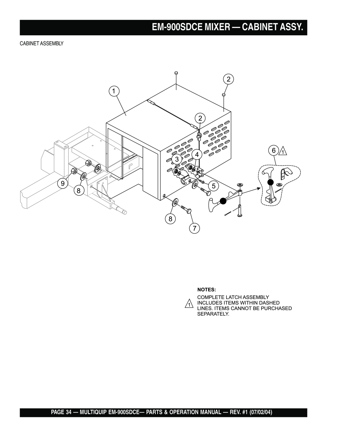 Multiquip manual EM-900SDCE MIXER - CABINET ASSY, Cabinet Assembly 