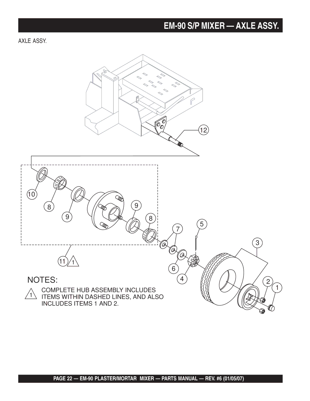 Multiquip EM-90P, EM-90S manual EM-90 S/P Mixer Axle Assy 