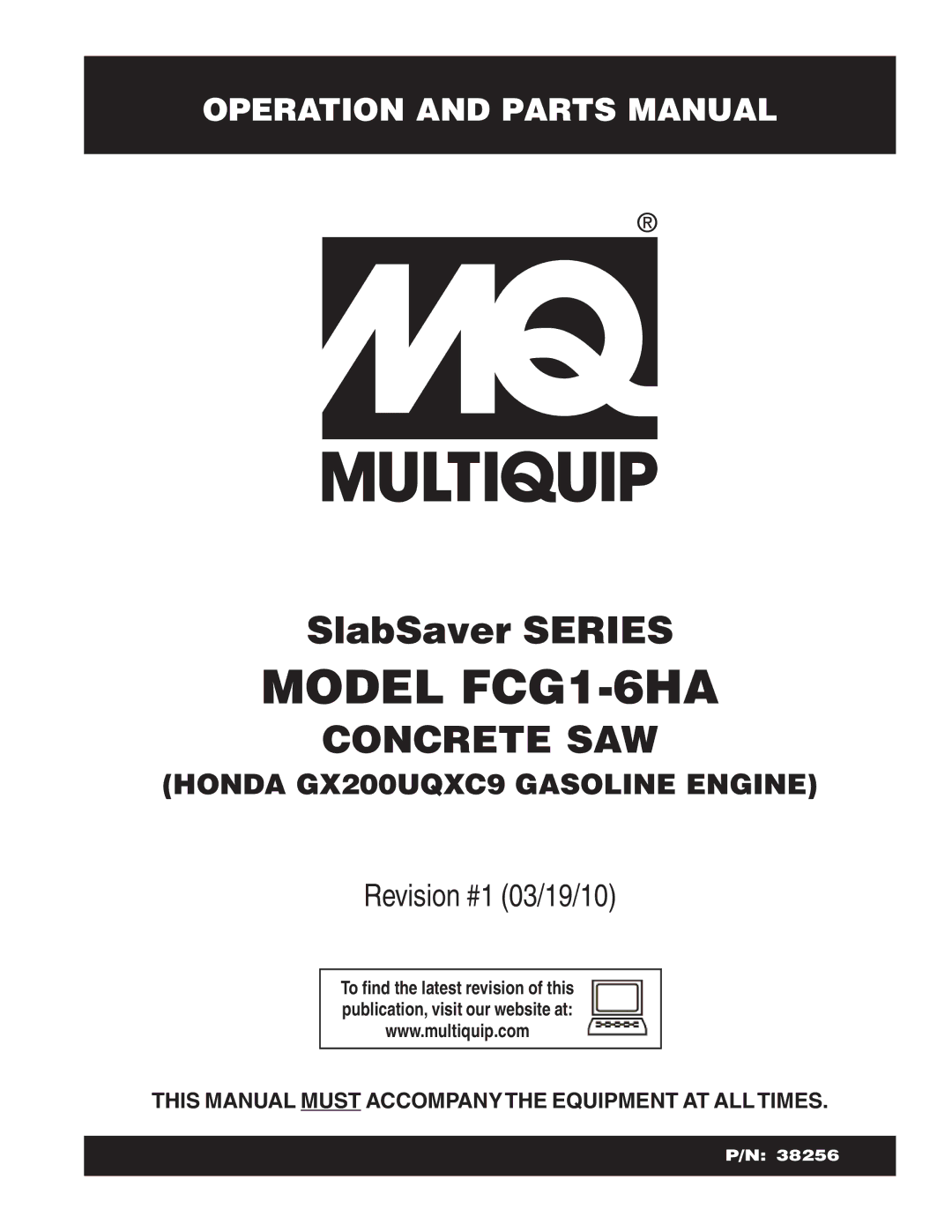 Multiquip manual Model FCG1-6HA 