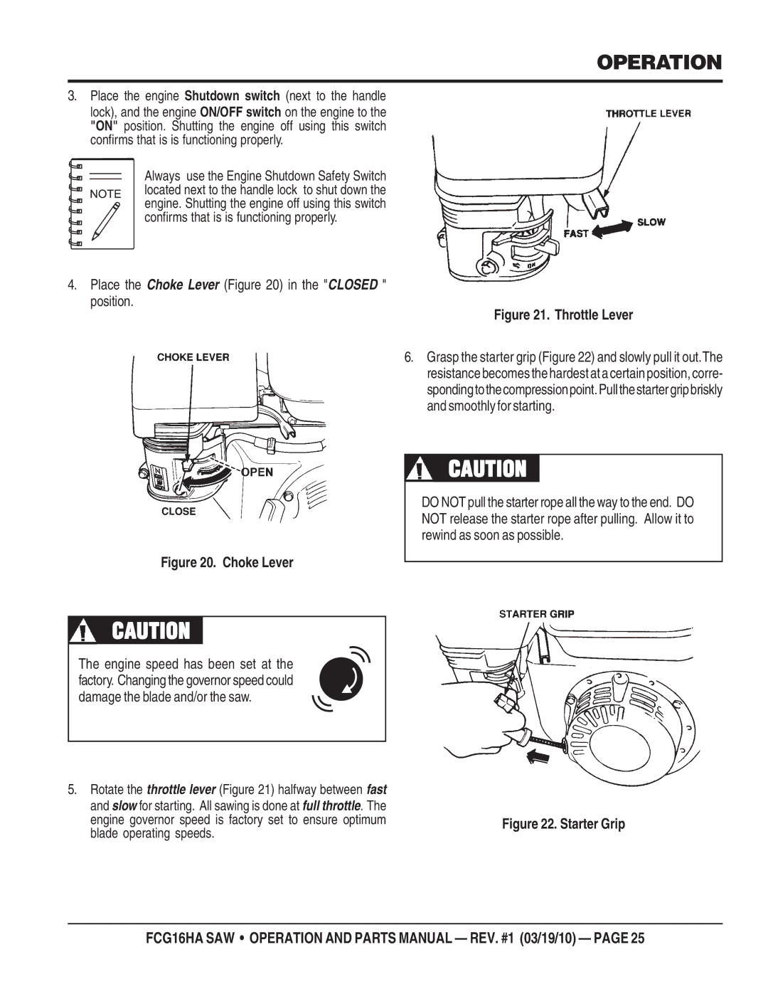 Multiquip FCG1-6HA manual Throttle Lever 