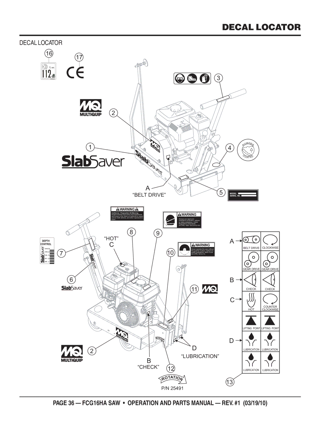 Multiquip FCG1-6HA manual Decal Locator 