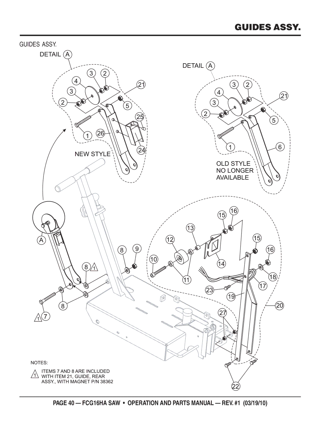 Multiquip FCG1-6HA manual Guides Assy 